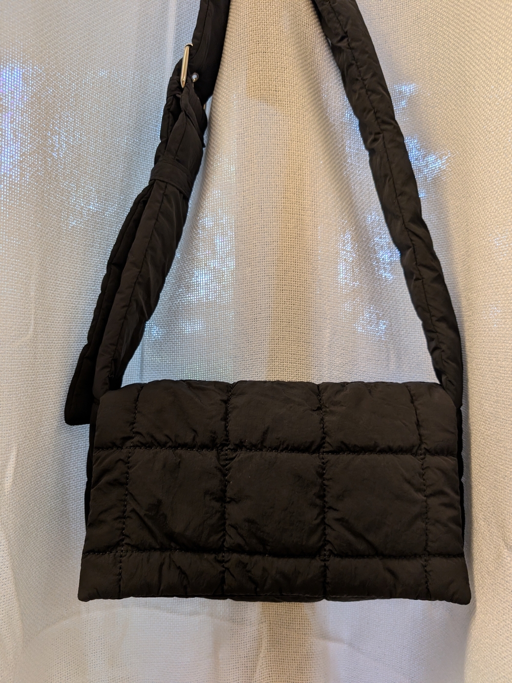 Black Puffer Quilted Shoulder Or Crossbody Bag
